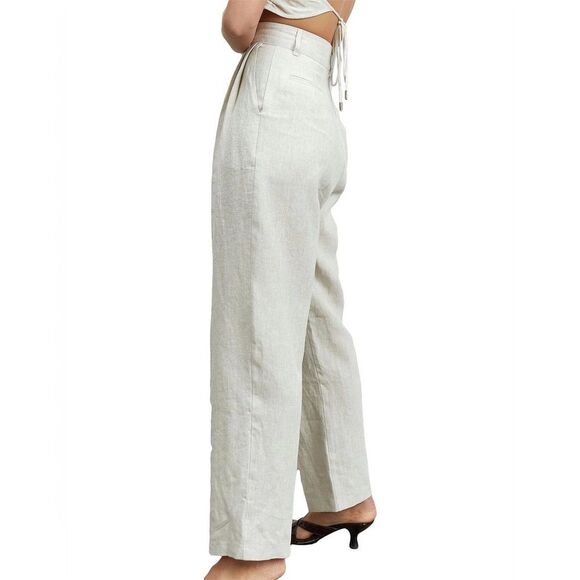 NWT Revolve SOVERE Natural Straight Leg Linen Pants in Beige Size Medium - Picture 2 of 11